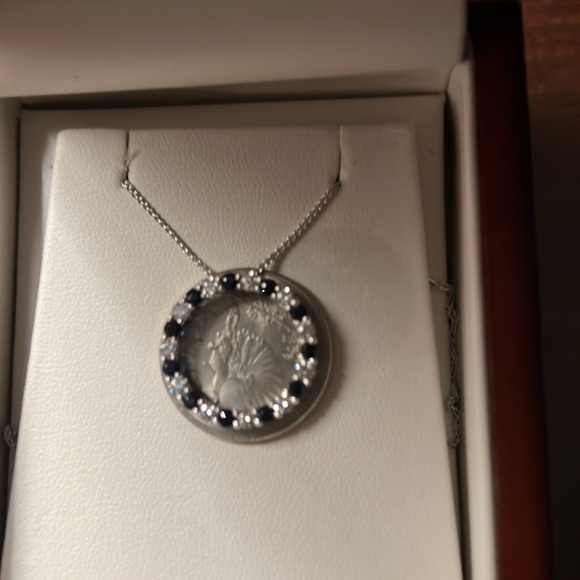 New Sapphire and diamond pendant. Paid 1600 on sale. WG 14K